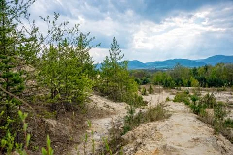 Narrow path in the sandstone pit Stock Photos