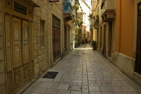 Narrow street in La Valetta, Malta, Mediterranean, Europe Stock Photos