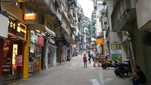 Narrow street in Macau Stock Footage 73103256