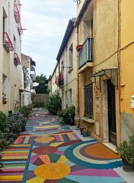 Narrow street in Sete, gulf of Lyon, France Stock Photos