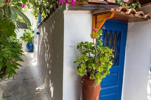 Narrow streets in the centre of Athens Stock Photos