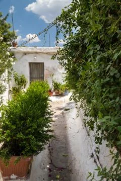 Narrow streets in the centre of Athens Stock Photos