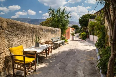 Narrow streets in the centre of Athens Stock Photos