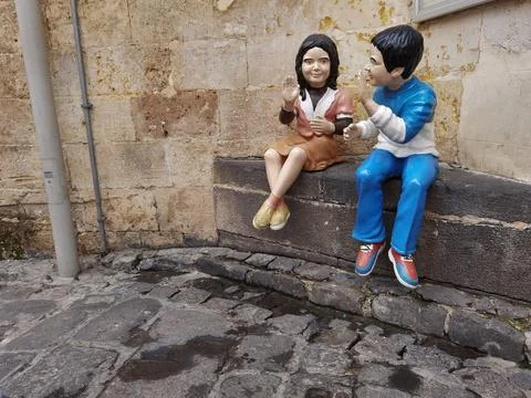The narrow streets of was suitable as a hide-and-seek game for children Stock Photos