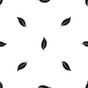 Narrow toothed leaf pattern seamless black イラスト素材