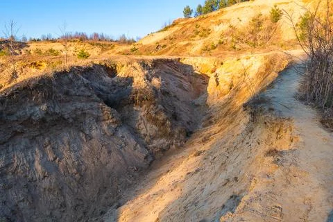 A narrow trodden path on the mountain. Stock Photos