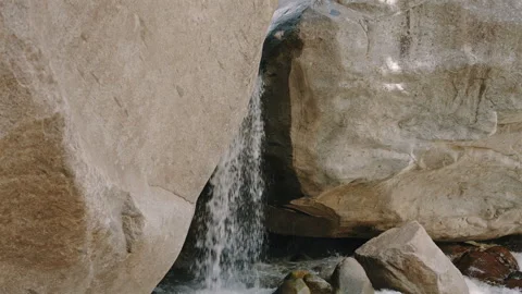 Narrow Waterfall Falling Between Granite Rocks Stock Footage 314893892