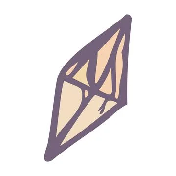 Narrow yellow crystal gem. Vector Stock Illustration
