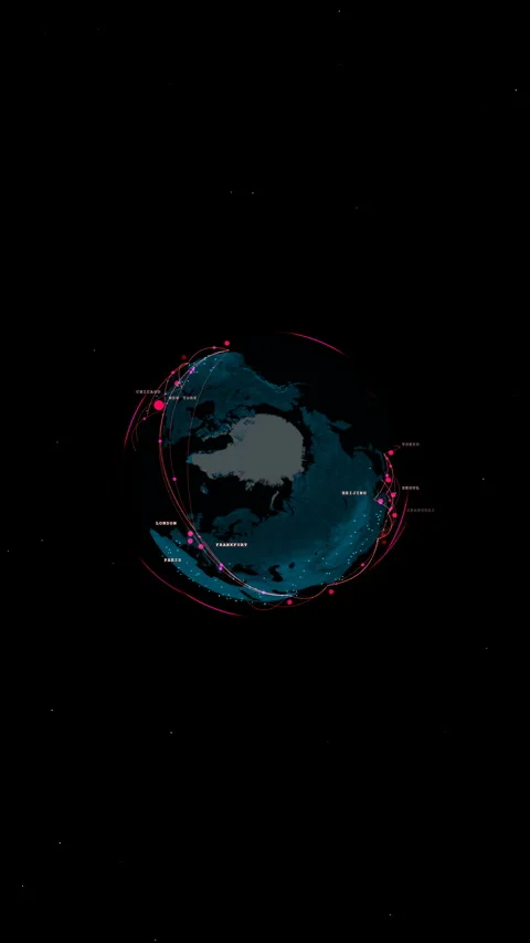 Narrow zenithal look down at a pure digital earth hologram, Vertical 9:16 4K Stock Footage 339093545