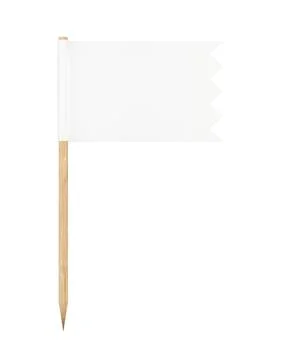 Narrow zig-zag edge rectangle shaped toothpick paper flag with wooden pole is Stock Illustration