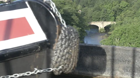 Narrowboat Obscures View Stock Footage 61046015