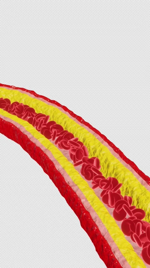 Narrowed Artery Due to Cholesterol Plaque Medical Animation Stock Footage 337452868