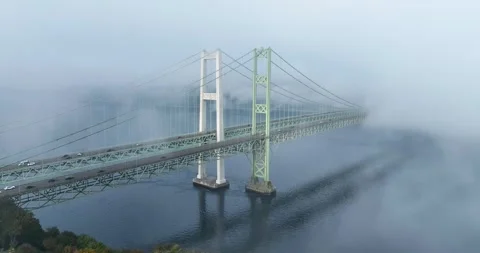 Narrows Bridge with Fog Stock Footage 295565651