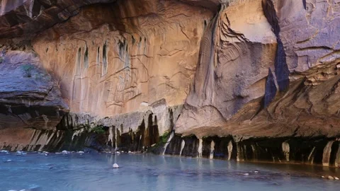 Narrows rock wall longer Stock Footage 307650225