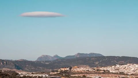 Narure weather abstract clouds and sky backgrounds UFO shaped cloud in the... Stock Photos