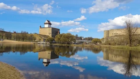 Narva Castle, Estonia, timelapse Stock Footage 82526553