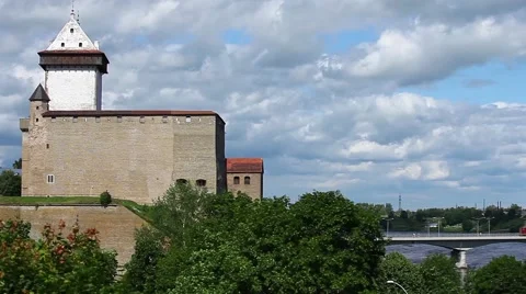 Narva castle panorama Stock Footage 58146399