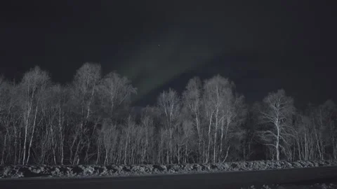 Narvik, Norway – 2019/Oct/12: Aurora Borealis, Northern Lights over the highway. Stock Footage 288855853