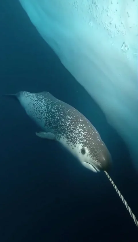 Narwhal with long tooth hanger 库存影片 330402272