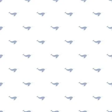 Narwhal watercolor seamless pattern on white background Illustrazione stock