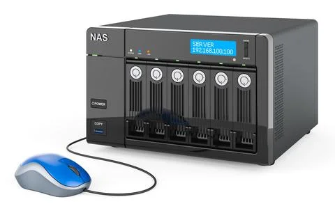 NAS with computer mouse. 3D rendering Stock Illustration
