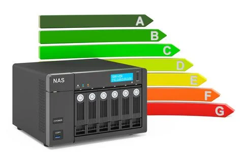 NAS with energy efficiency chart, 3D rendering イラスト素材