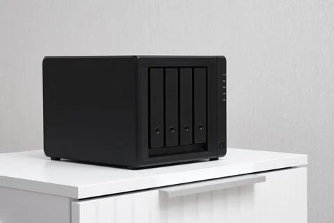 NAS server. Network storage. Device for backing up important information Stock Photos