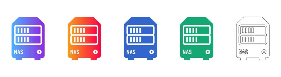 NAS Storage Server Device Icon Set Stock Illustration