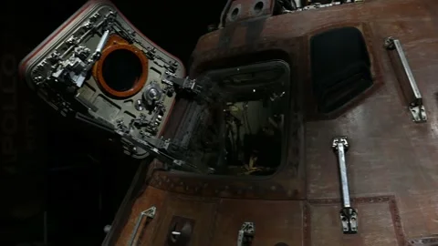 NASA Apollo capsule and command center. Atmosphere re-entry has burned the Stock Footage 181084451