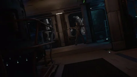 Nasa Astronaut Dancing In Sci-Fi Space Disco Near Planet Earth 08 Stock Footage 222873154