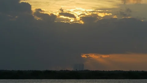 NASA building and storm clouds in the morning Stock Footage 103726438