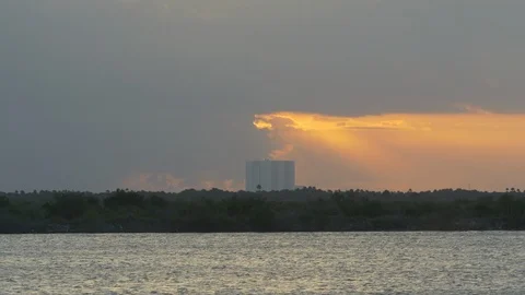 NASA building and storm clouds at Sunrise Stock-Footage 103727051