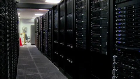 NASA computer arrays are set up at huge data center. Stock Footage 74832726