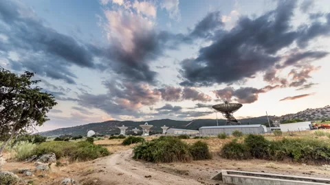 Nasa deep space station in Robledo de chavela. Radiotelescope Antennas. Stock Footage 140380471
