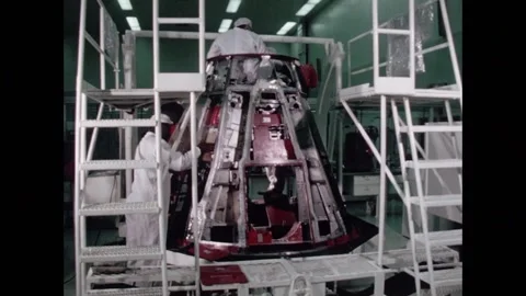NASA Engineer working on Gemini Space Program capsule Video stock 263418796