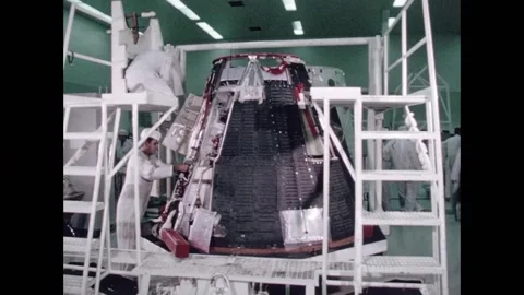 NASA Engineer working on Gemini Space Program capsule Stock Footage 263418806