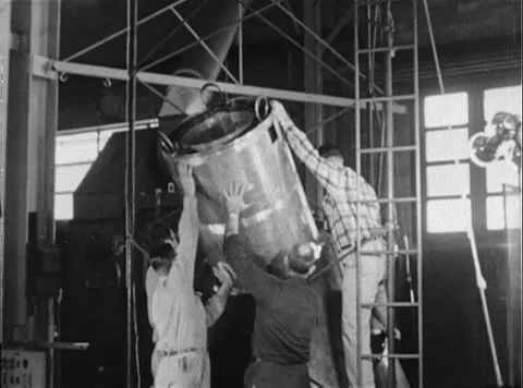 NASA Engineers assembling Big Joe Capsule for Mercury Spacecraft Stock Footage 262065373