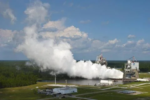 NASA engineers continued testing the next-generation J-2X rocket engine at... Stock Photos