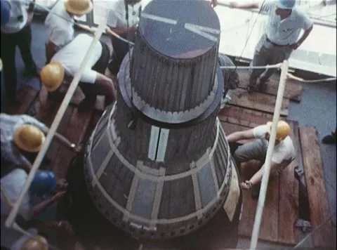 NASA engineers inspecting capsule for Big Joe Stock Footage 262445001