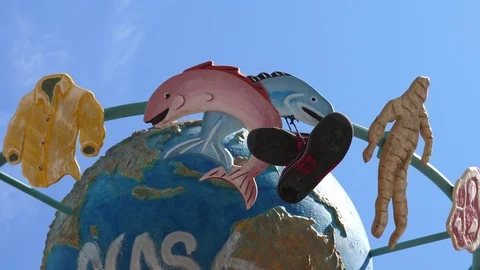 NASA looking Space Exhibit rotating planet Earth 스톡 동영상 77258443