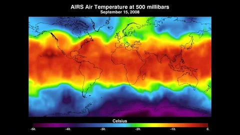 NASA map indicates air temperature over the earth in millibars. Vídeo Stock 74807466