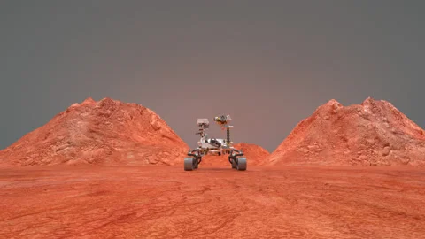 NASA mars Perseverance Rover is exploring surface of Mars.  Perseverance Rover m Stock Footage 153789584