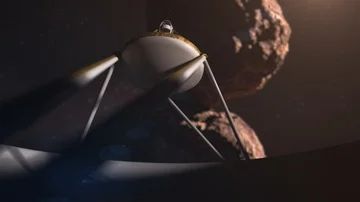 Nasa New Horizons spacecraft Antenna passing 2014 MU69 or Ultima Thule Stock Footage
