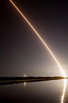 NASA rocket launch at night from Wallops Island, Virginia Stock Photos