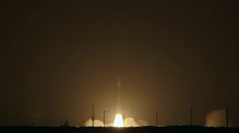 NASA Satellite Launch at Dawn Stock Footage 46604839