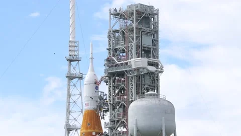 NASA Space Launch System (SLS) rocket, with Orion spacecraft, on launch Stock Footage 235675013