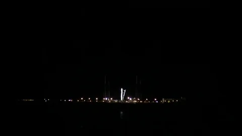 NASA Space X night rocket launch POV from top of NAB building Stock Footage 78285089