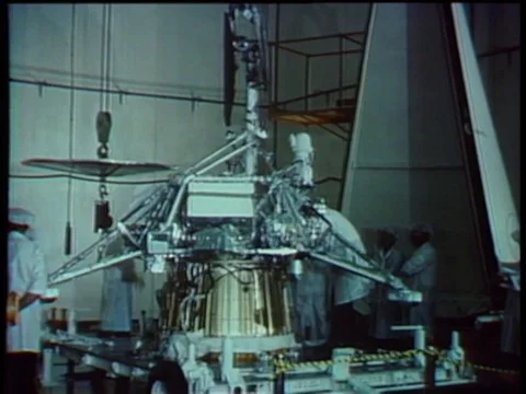 NASA team prepare to launch first lunar soft-lander, Surveyor 1 - 1965 Stock Footage 94342470
