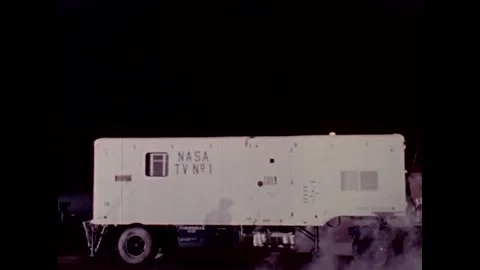 NASA truck arrives at Mercury Program spacecraft launch site at night Stock Footage 263292162