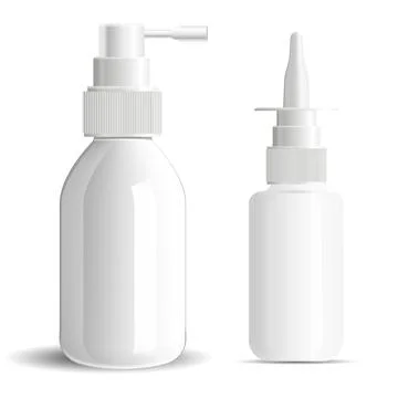 Nasal spray bottle, nose, throat medicine aerosol Stock Illustration